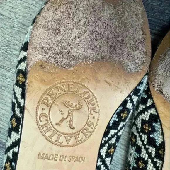 Penelope Chilvers Dandy Leather Trim Needlepoint Slipper Loafers Size 36 - Picture 9 of 15